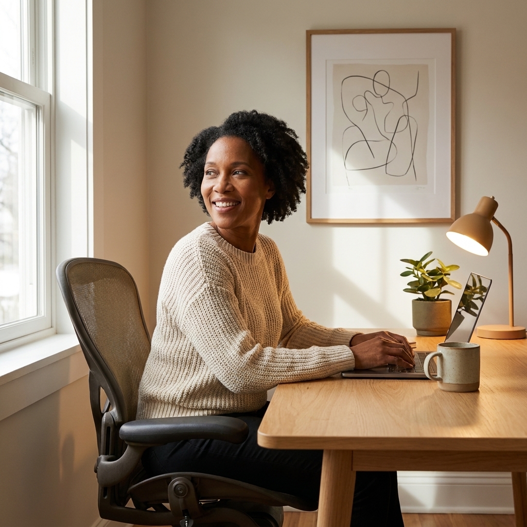 Cozy Minimalist Home Office Tour